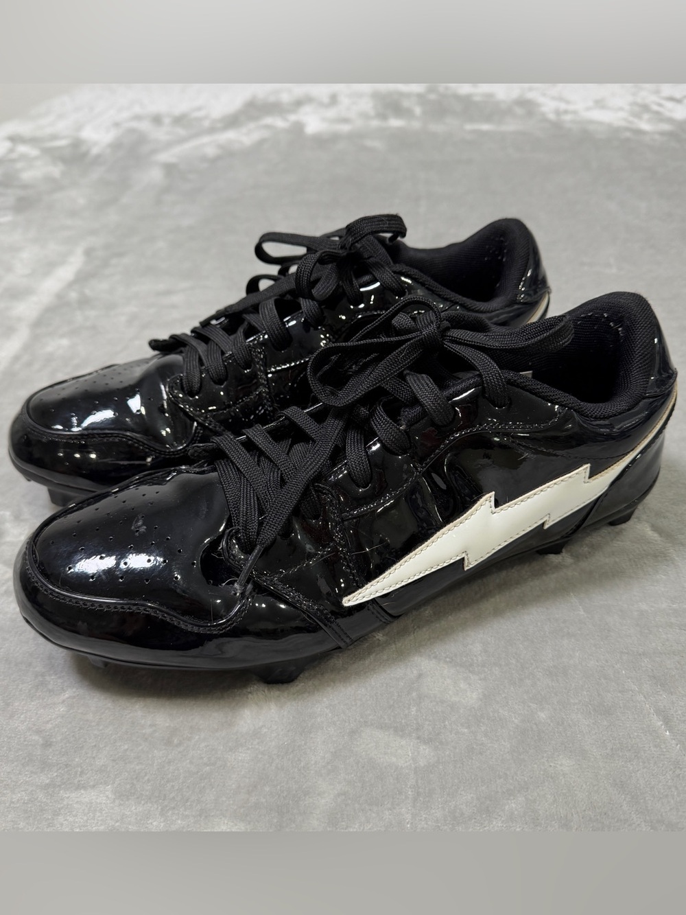 Enzo Phantom Black White Patent Leather Men's Cleats Size 12 Limited Edition
